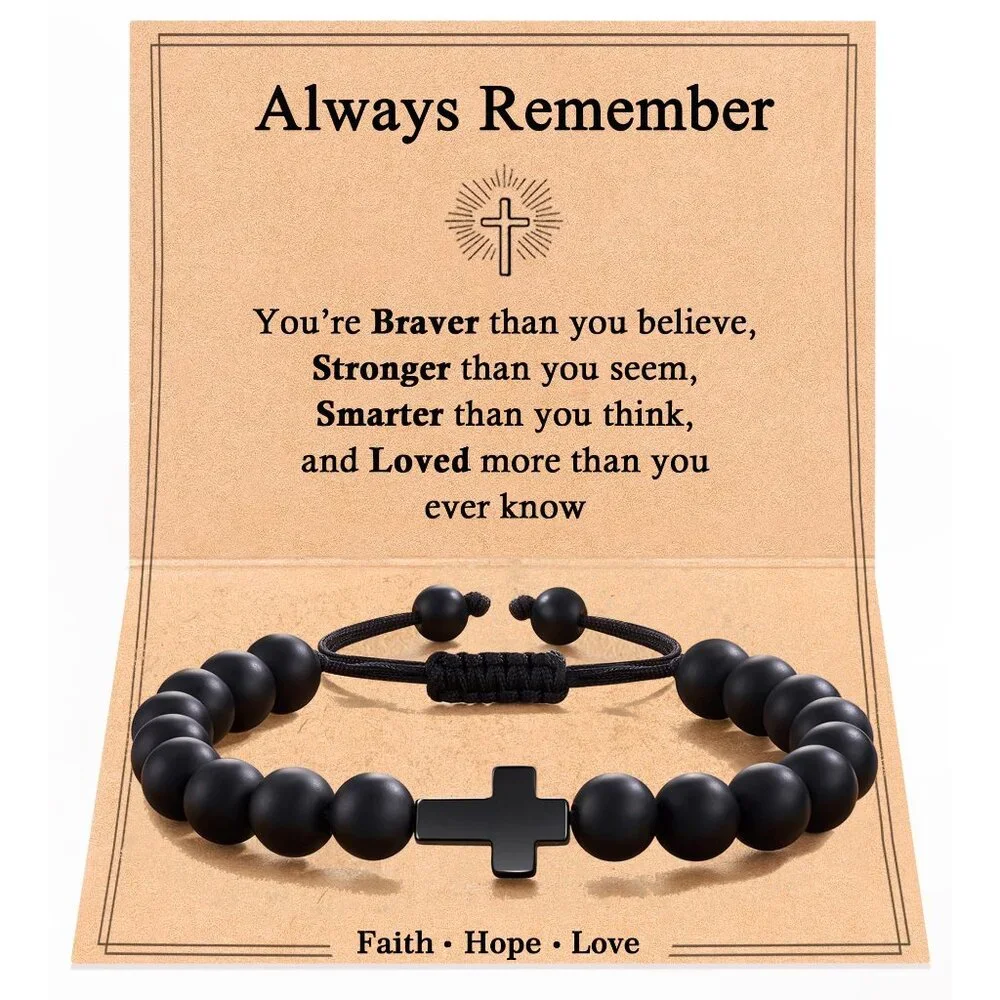 Adjustable Cross Bracelet Faith Jewelry Teen Boy Gifts Minimal Style
